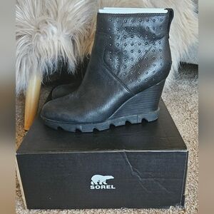 Sorel Black Studded Wedge Boots
